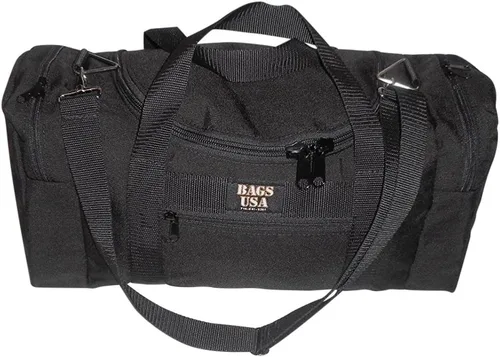 Vista 29 de Bolsa de lona triple grande con apertura en U, bolsillo frontal y dos compartimentos laterales, perfecta bolsa de cabina fabricada en Estados Unidos.