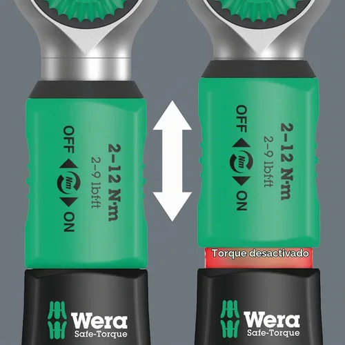 Vista 4 de Wera 05075801001 Llave dinamométrica Safe-Torque A 2 con accionamiento hexagonal de 1/4", 2-12 Nm, Negro Verde