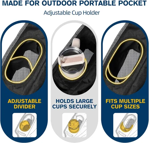 Vista 8 de Silla de camping térmica de gran tamaño, acolchado resistente Negro azabache