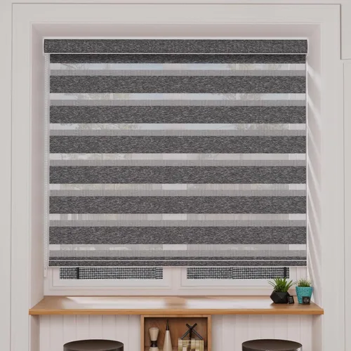 Vista 47 de MYshade Persianas enrollables de cebra opacas (85 %) con cordón para ventanas interiores, persianas de doble capa beige para dormitorio, baño, sala