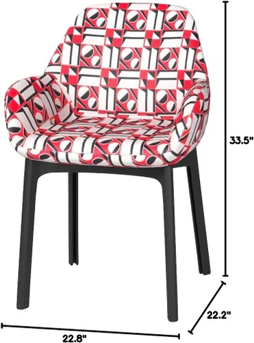 Vista 2 de Kartell SFCH-K4182-NA Silla de comedor, marco: negro, funda: Geometrico Rosso 22.8 in, D 22.2 pulgadas (22.2 in), H 33.5 pulgadas (33.5 in), SH18.9