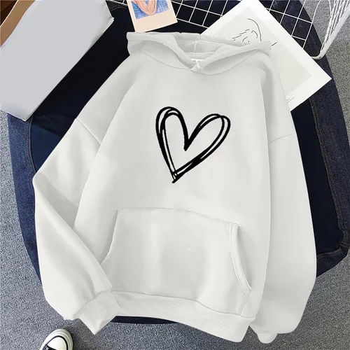 Vista 2 de SPZTSX Sudaderas para el día de San Valentín para mujer, sudaderas con capucha con estampado de corazón, lindo suéter de gran tamaño para San