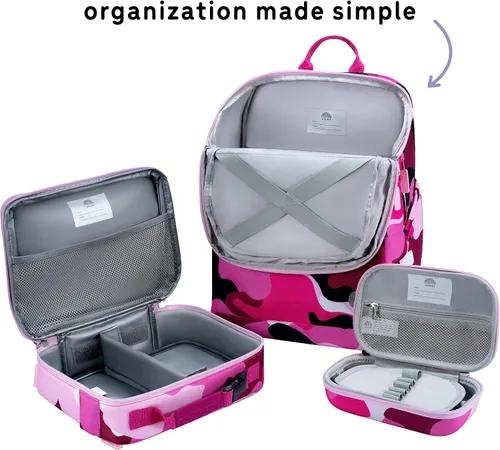 Vista 30 de Juego de mochila para niños de 16 pulgadas con bolsa de almuerzo aislada y estuche para lápices