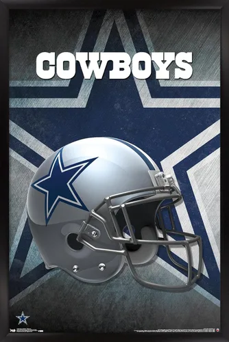 Vista 6 de Trends International NFL Dallas Cowboys - Póster de pared con casco 16, 14.725 x 22.375 pulgadas, versión enmarcada de madera de granero Versión