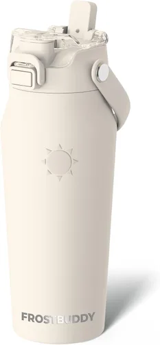 Vista 52 de Frost Buddy botella de agua aislada de 32 onzas con pajilla y tapa para beber Acero inoxidable a prueba de fugas 24 horas de frío Resistente