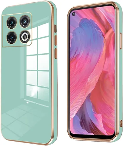 Vista 11 de Compatible con OnePlus 10 Pro Funda de silicona rosa, chapado para OnePlus 10 Pro, funda delgada y suave a prueba de golpes (negro)