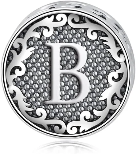Vista 2 de LELCHOUY - Collar de pulsera con dije de foto inicial personalizable, plata con letras personalizadas para mujer