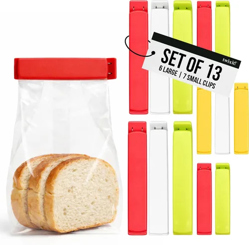 Vista 10 de Linden Sweden Twixit - Clips para bolsas – Mantén los alimentos frescos, evita derrames – Sella fácilmente bolsas congeladas con fecha – Clips