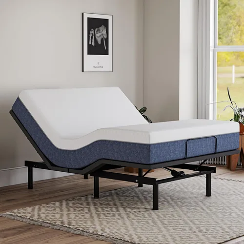 Vista 8 de EGOHOME Marco de cama ajustable tamaño completo y colchón de espuma viscoelástica con gel carbón de 14 pulgadas, inclinación independiente de cabeza