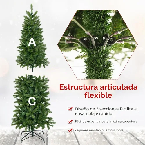 Vista 5 de GOFLAME Árbol de Navidad preiluminado de 5 pies, árbol de Navidad artificial con 180 luces LED, 10 modos de luz, 390 puntas de rama, soporte