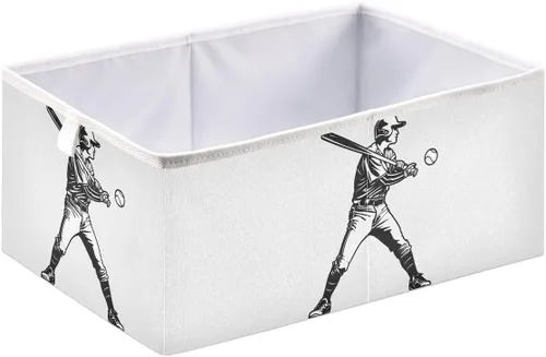 Vista 2 de Contenedores de almacenamiento plegables para deportes de béisbol, para organizadores del hogar, armario, dormitorio (11 x 11 x 11 pulgadas)