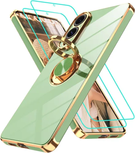 Vista 22 de Funda para Motorola Moto G 5G 2024: Funda Moto G Play 5G 2024 con 2 piezas de protectores de pantalla, soporte de anillo de rotación de 360°