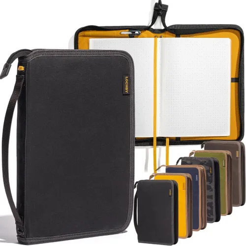 Vista 26 de LOCHBY® Carpeta Field A5 Cubierta de carpeta de 6 anillas Lona encerada resistente al agua Diseño plano Sistema A5 apto para recargar