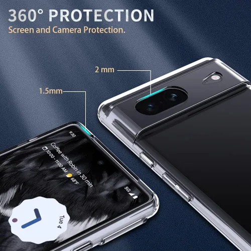 Vista 5 de Funda transparente para Google Pixel 7. Funda protectora de silicona TPU de plástico transparente para Google Pixel 7