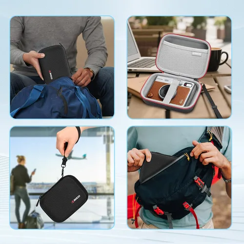 Vista 5 de RLSOCO Funda de transporte para cámara instantánea Fujifilm Instax Mini EVO, soporta Instax Mini Evo, hojas de película instantánea, cable de carga