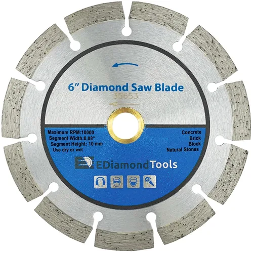 Vista 33 de Hoja de sierra segmentada de diamante de 4" para hormigón, ladrillo, bloque y mampostería Altura del segmento de 0.394 in, eje de 7/8"-5/8", grano