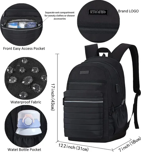 Vista 3 de KEOFID Mochila de viaje antirrobo para hombres y mujeres, moda para mujeres, mochila informal para la universidad, Negro -, X-Grande, Mochila de moda