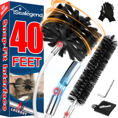 Vista 10 de Sealegend Kit de limpiador de ventilación de secadora de 30 pies, removedor de pelusas, 2 cepillos flexibles mejorados de conexión rápida