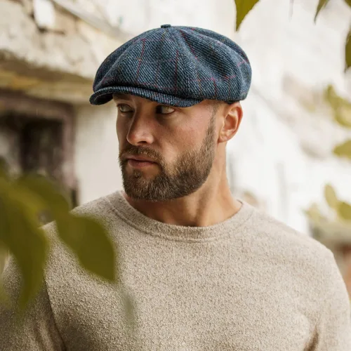 Vista 5 de Sterkowski Gorra Shelby Gorra 100% Harris Tweed Newsboy para hombre Sombrero de estilo pico de 8 paneles