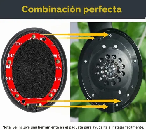 Vista 4 de Beats Studio 3 Almohadillas para los oídos, almohadillas de repuesto de piel con proteína de espuma viscoelástica, almohadillas de repuesto
