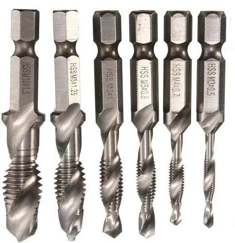 Vista 8 de 6 unids combinación 1/4 "hexagonal avellanador broca M3-M10 desbarbar tornillo avellanado HSS hexagonal dorado