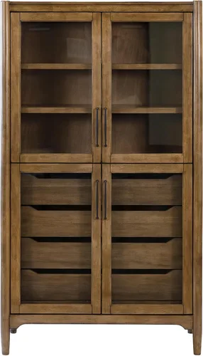 Vista 3 de Vitrina de madera moderna que cena la estantería de almacenamiento totalmente montada marrón