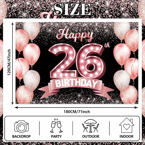 Vista 215 de Cartel de feliz cumpleaños décimo oro rosa, telón de fondo, saludos a 10 años, globos de confeti, decoración temática para niñas de 10 años