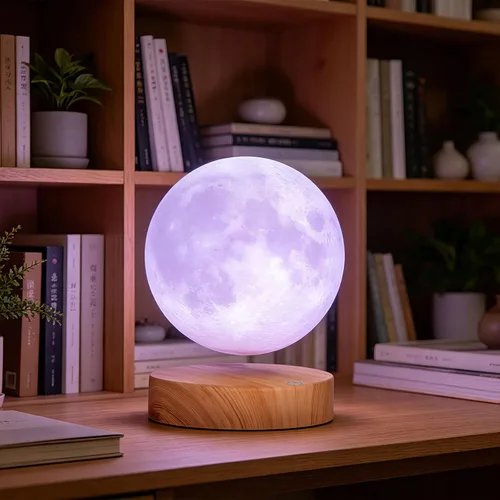 Vista 5 de Lámpara LED de luna de levitación giratoria con total libertad, con impresión 3D, tiene 20 modos de funcionamiento, regalo único, decoración