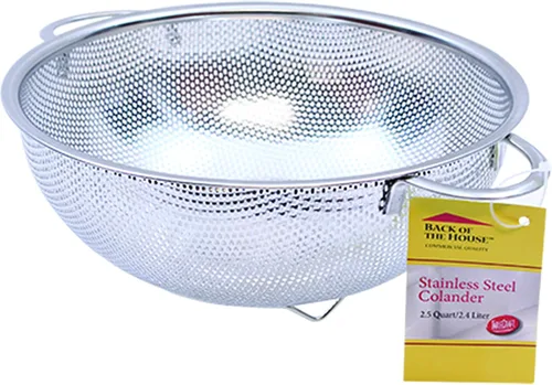 Vista 4 de Tablecraft Colador de 1.5 cuartos de galón con asas, acero inoxidable