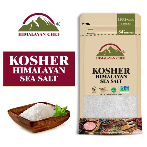 Vista 3 de Himalayan Chef - Sal marina Kosher de Himalaya, sal Kosher de grano fino, reemplazo para sal de mesa, sin yodo, sin refinar, sin OMG, 100% natural