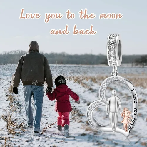 Vista 173 de PROESS Dije para padre, madre e hija, pulsera de plata de ley para pulseras, regalos de cumpleaños, día de San Valentín, para hija, madre, amante