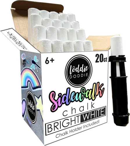 Vista 11 de Loddie Doddie Tiza jumbo para acera para niños, cubo de 15 unidades, 10 negros y 5 blancos, juego de tizas para acera a granel, organizador de cubos