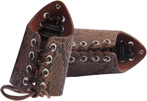 Vista 5 de Brazaletes de cuero medievales Vambrace de cuero protectores de brazo de tiro con arco brazaletes vikingo muñequera para hombres y mujeres