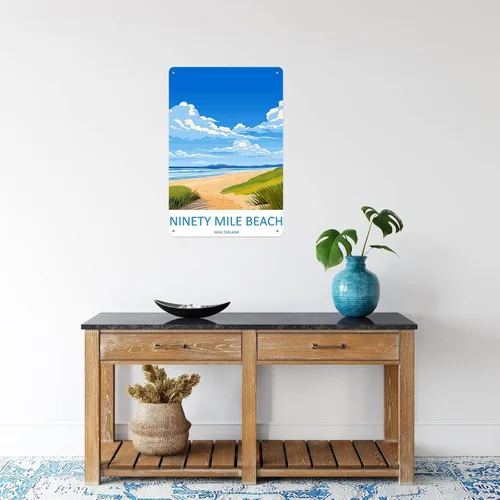 Vista 6 de Póster de viaje de playa de Ninety Mile para decoración de pared, paisaje retro, cartel de metal para garaje, hombre, cueva, baño, dormitorio