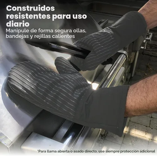 Vista 7 de Guantes de horno resistentes al calor - Juego de 2 guantes de cocina de silicona, gris Ashy