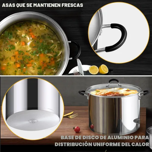 Vista 5 de Sartén para saltear con tapa Cook N Home, de acero inoxidable 10", Plateado