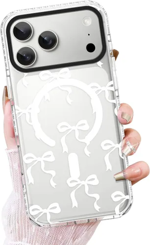 Vista 35 de OOK Funda magnética transparente para iPhone 17, lindo encaje floral negro Encaje Negro Floral