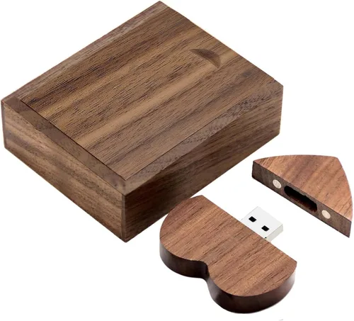 Vista 9 de Unidad flash de madera en forma de corazón 32GB USB3.0 con caja de regalo, unidad USB de madera 32G USB 3.0 Super-Speed JumpDrive caja de madera