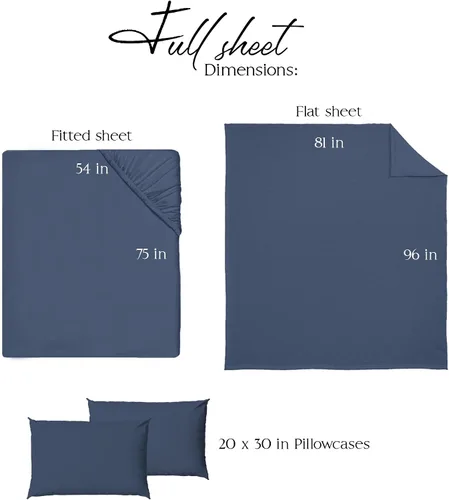 Vista 5 de Northwest Ashford Home Essentials Bedding - Juego de sábanas de 4 piezas, tamaño Full, Azul Estate