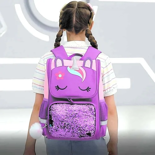 Vista 10 de KLFVB Mochila de 3 piezas para niñas y niños, bolsa de libros de dinosaurio de unicornio de 15 pulgadas con lonchera, bolsa escolar preescolar