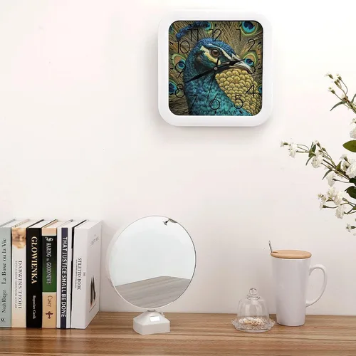 Vista 4 de 10" Square Modern Wall Clock,Animal Patterns Print Kitchen Clocks Wall Battery Operated,Silent Non Ticking Unique Funny Cute Wall Clock for Living