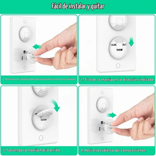 Vista 7 de Cubiertas para enchufes a prueba de bebés con mango oculto (paquete de 32) Fundas para enchufes a prueba de niños Cubiertas para enchufes eléctricos