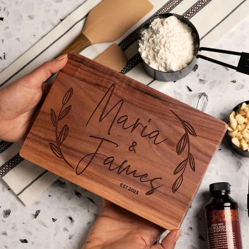 Vista 6 de Tabla de cortar personalizada, 11 diseños y 5 estilos de madera, tabla de cortar – Regalos de boda para parejas, regalos de inauguración de la casa