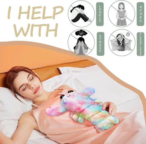Vista 3 de Almohadilla térmica apta para microondas para calambres, almohada cálida y acogedora, lindo peluche de langosta con almohadilla térmica (multicolor)
