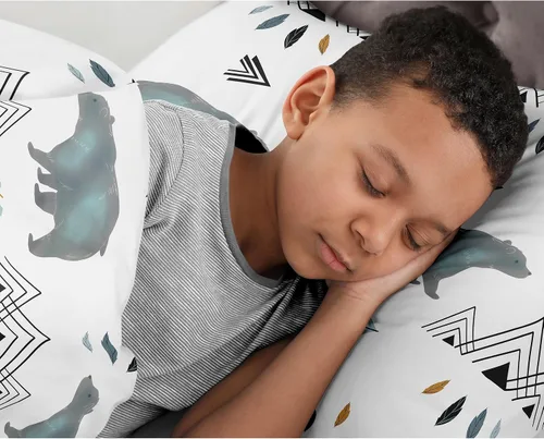Vista 4 de Sweet Jojo Designs Juego de edredón individual de 2 piezas (montaña oso) para niños, ropa de cama para niños, ropa de cama en una bolsa con manta