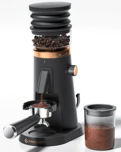 Vista 9 de AMZCHEF Molinillo de café de dosis única, baja retención, 75 ajustes, negro