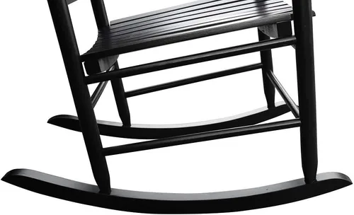 Vista 3 de ZSQ Mecedora, silla mecedora de madera para porche Durabe para exteriores e interiores (negro)