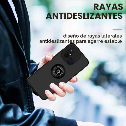 Vista 8 de QUIETIP Funda compatible con Xiaomi Redmi 12C / Redmi 11A con protector de pantalla, TPU + policarbonato duro a prueba de golpes, anillo magnético