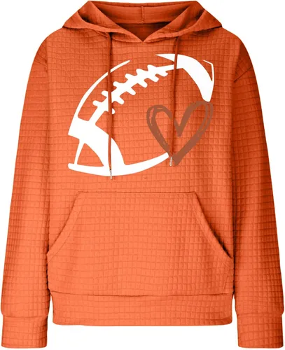 Vista 6 de Ceboyel Sudaderas con capucha de punto gofre para mujer, sudaderas con cordón de ajuste, suéteres casuales de moda, cómodos trajes de otoño