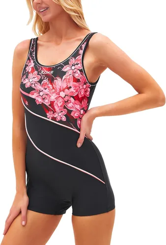 Vista 2 de karrack Traje de baño deportivo de una pieza para mujer, espalda cruzada, trajes de baño modestos, competición de entrenamiento